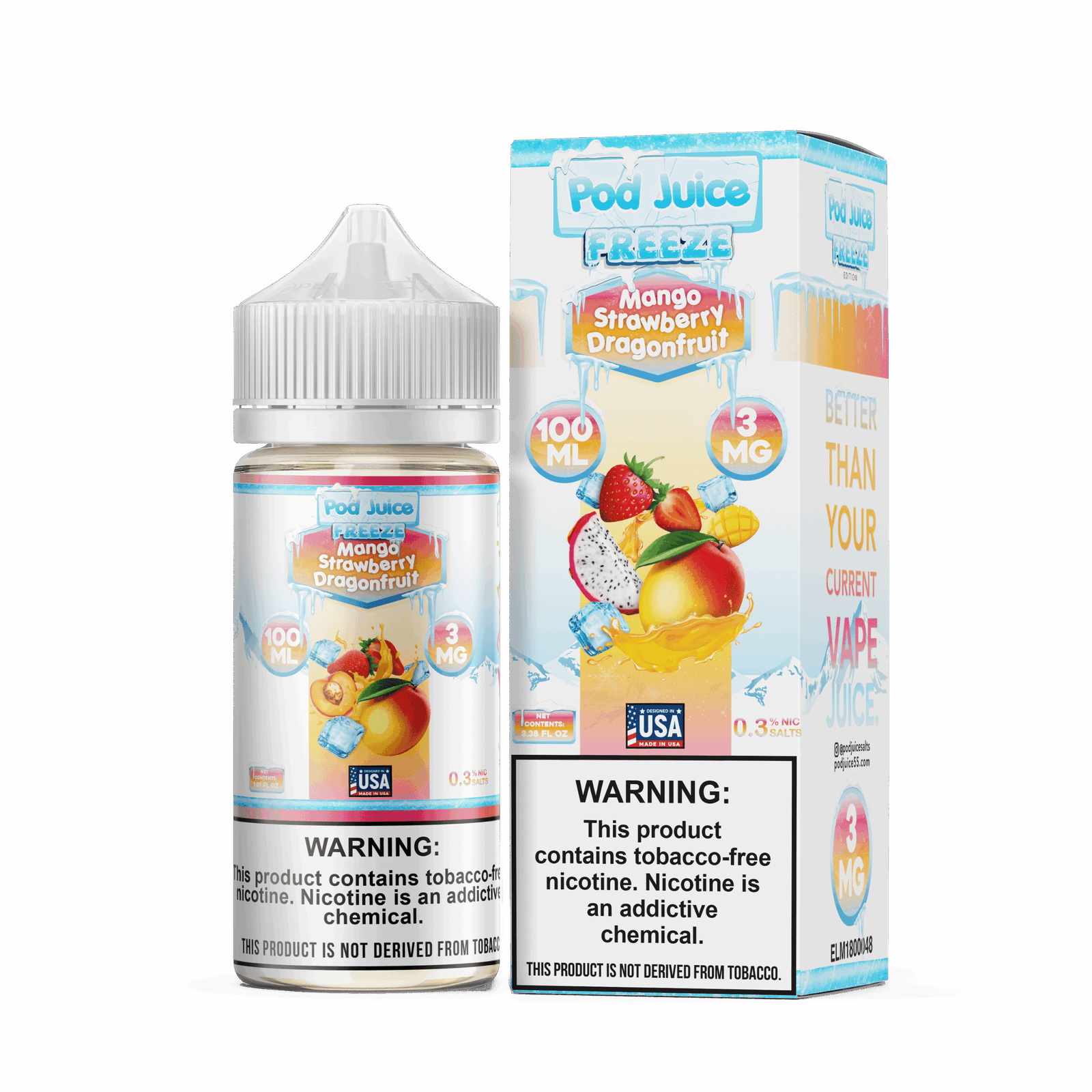 Pod Juice Freeze Mango Strawberry Dragonfruit TF 100ml Vape Juice