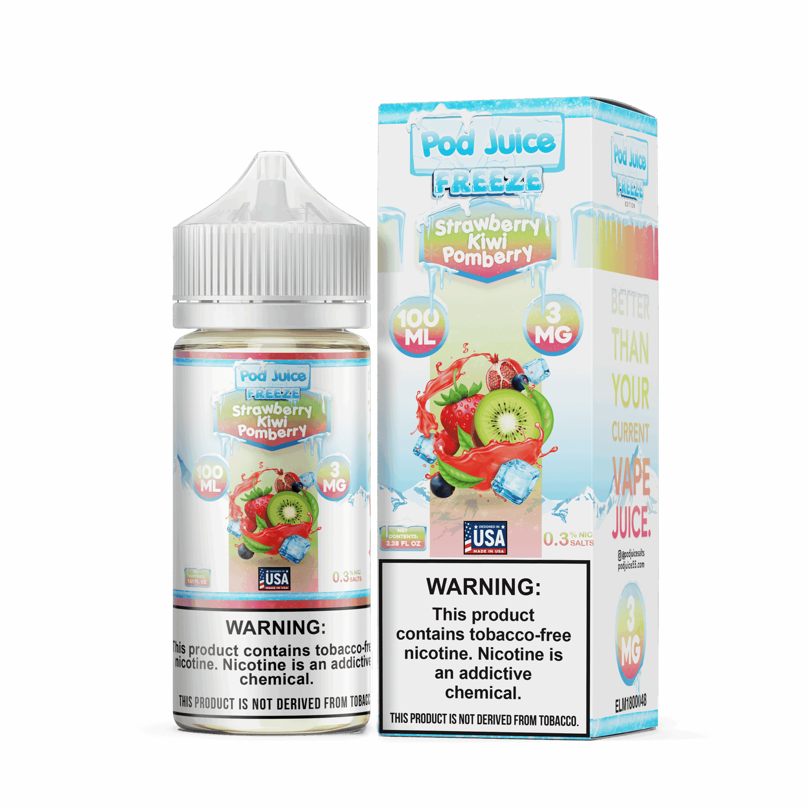Pod Juice Freeze Strawberry Kiwi Pomberry TF 100ml Vape Juice